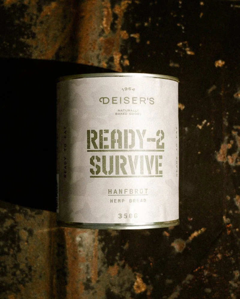 DEISER'S Ready-2-Survive Hanfbrot mit Hanfsamen 350 g – Dosenbrot (6 Stk.)