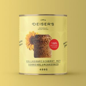 DEISER'S Vollkornmischbrot mit Sonnenblumenkernen 400 g – Dosenbrot (6 Stk.)