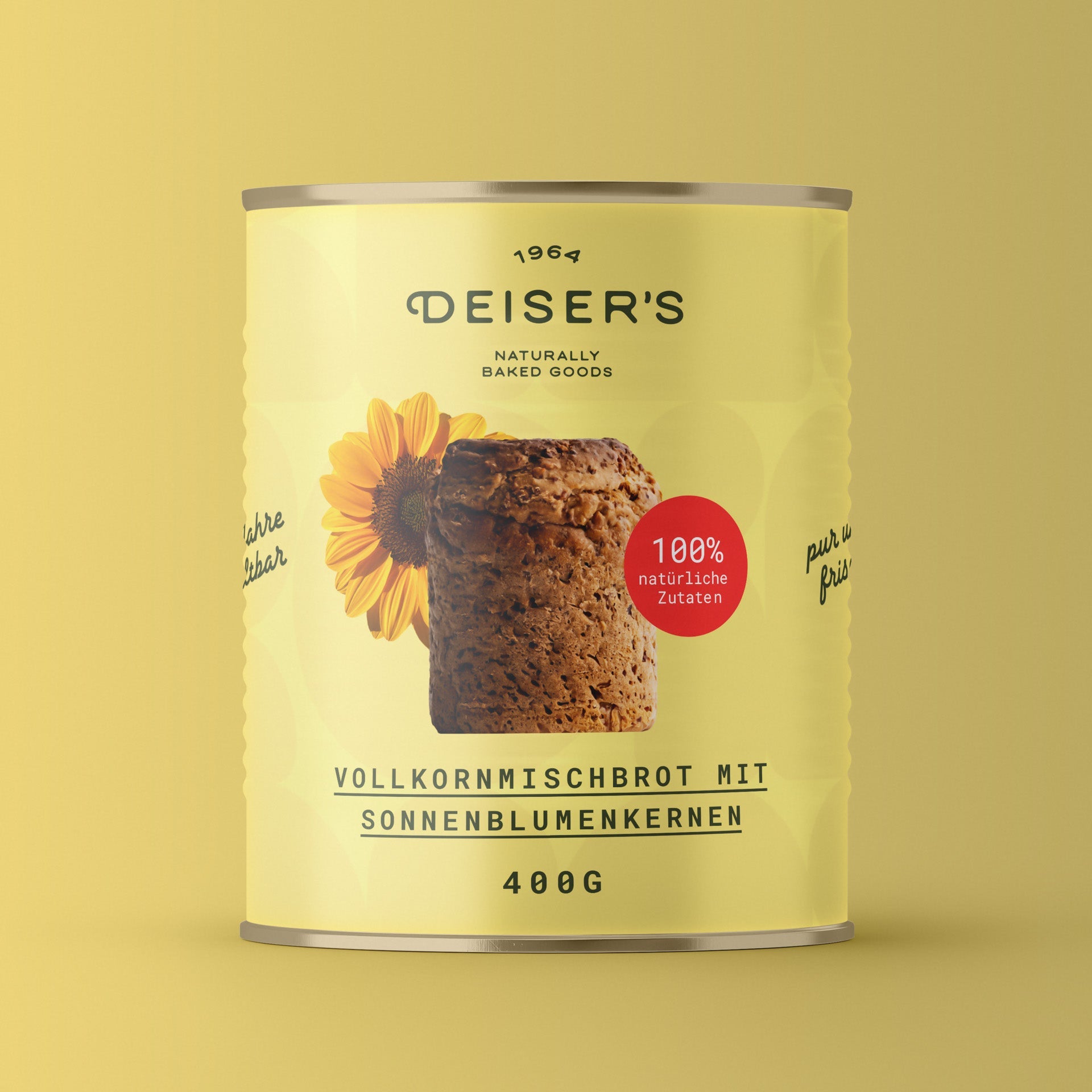 DEISER'S Vollkornmischbrot mit Sonnenblumenkernen 400 g – Dosenbrot (6 Stk.)